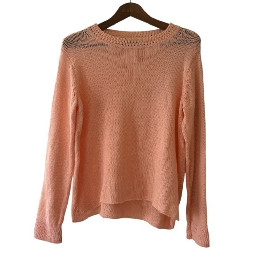 Wooden Ships Paola Peach Knit Cotton Blend Crewneck Sweater Size L (M) EUC